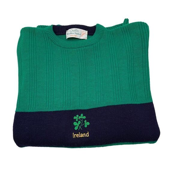 Vintage Quill’s Woollen Market Ireland Sweater Navy‎ and Green Size XXL - Picture 11 of 12